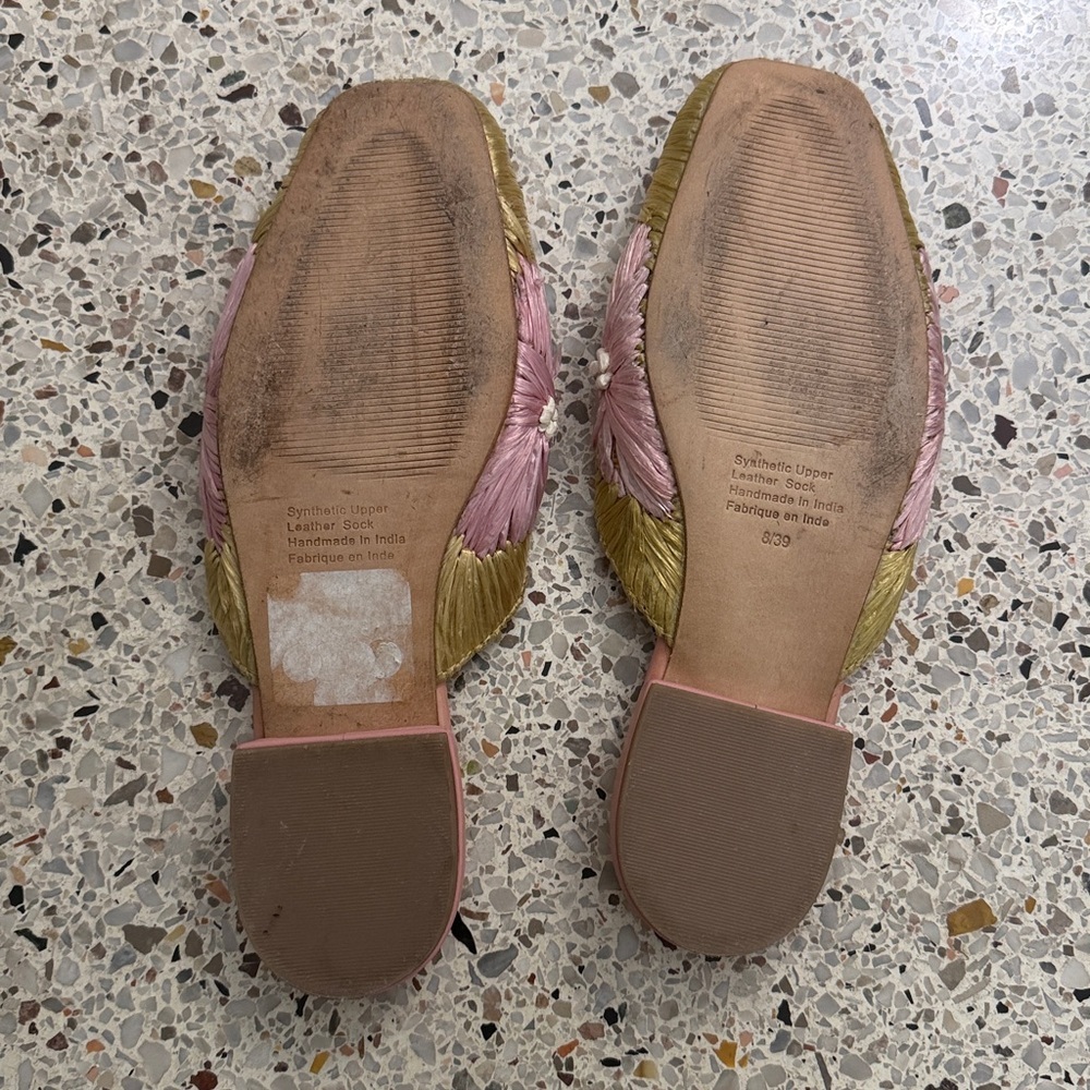 Jeffrey Campbell Mitzy Mule gold pink raffia rattan 8 39 - Picture 5 of 8